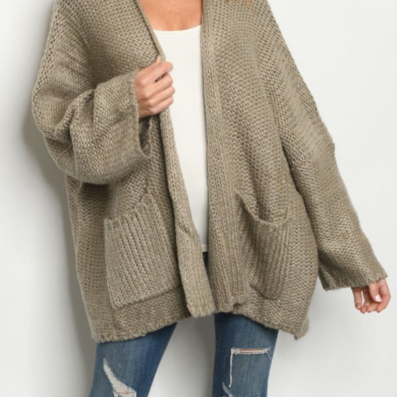 TAUPE CARDIGAN SWEATER - Picture 3 of 9